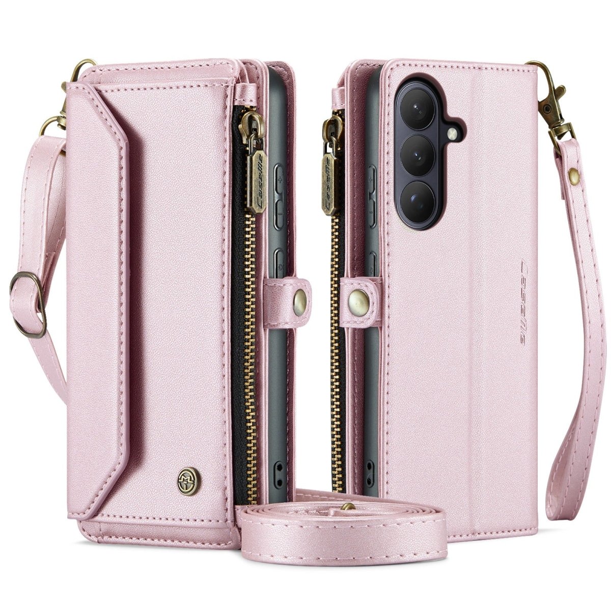 RFID Crossbody Leather Wallet Case For Samsung Galaxy - Pink