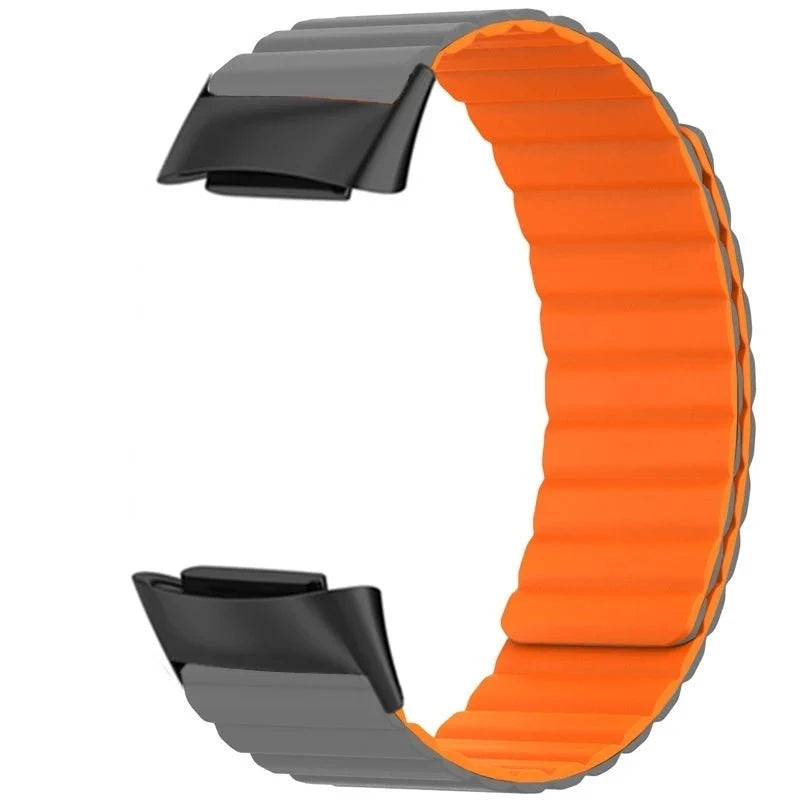 Magnetic Silicone Band For Fitbit Charge - Gray Orange