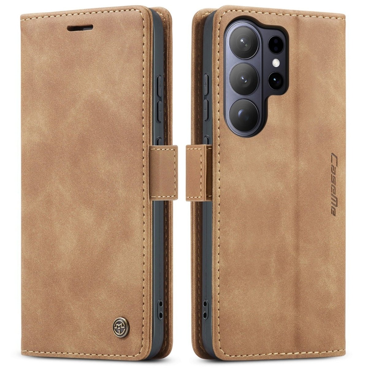 Slim Magnetic Leather Case For Samsung Galaxy - Brown
