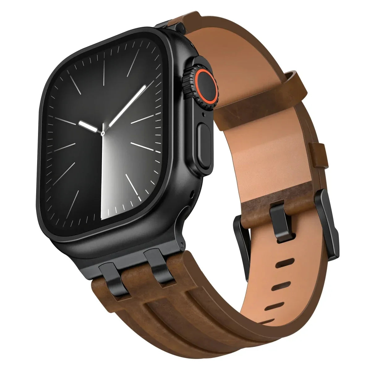 Brushed Leather Watch Band - Bronze-Black