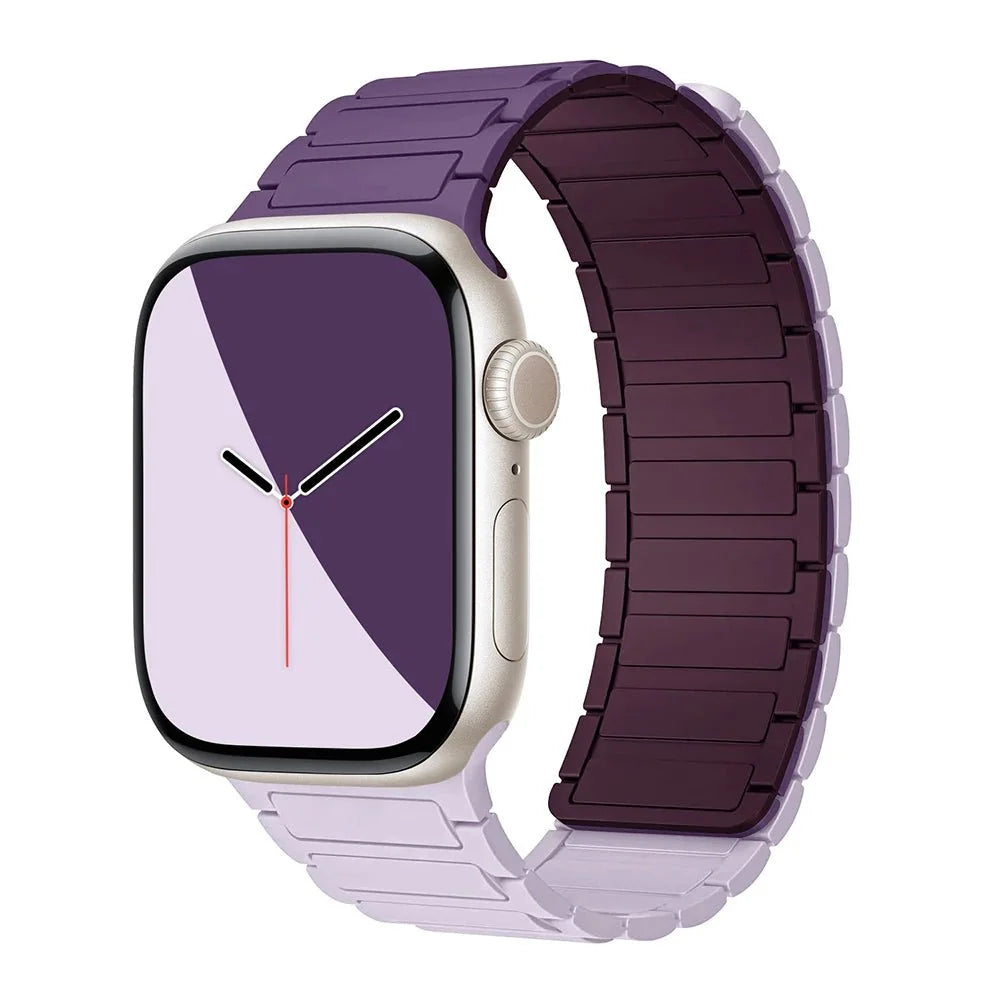 Magnetic Link Silicone Watch Band - Plum Purple