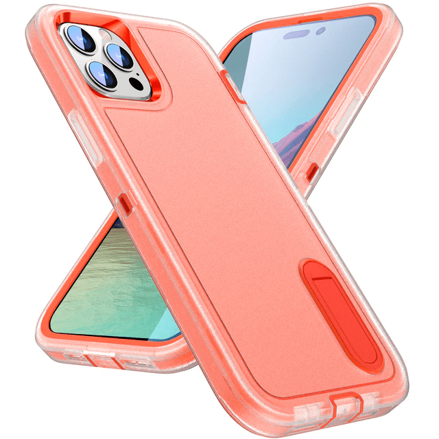 Shockproof Kickstand Phone Case - Clear & Orange