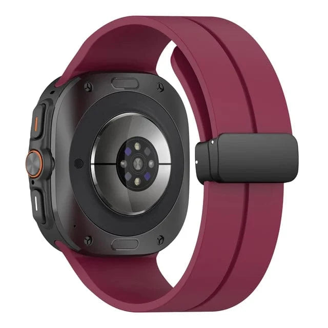 Magnetic Silicone Sports Watch Band For Samsung Watch 7 Ultra - Wine Red