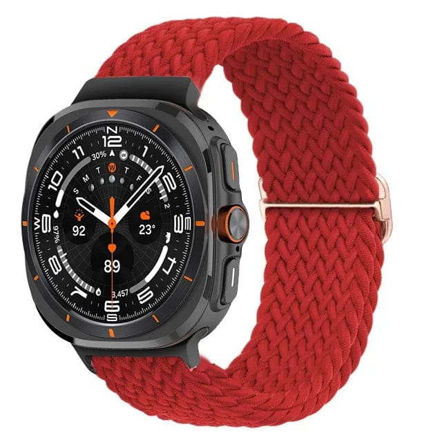 Braided Solo Loop Watch Band For Samsung Watch 7 Ultra - Red