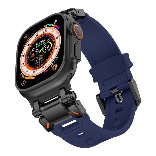 Rugged Mens Watch Band - Black + Blue