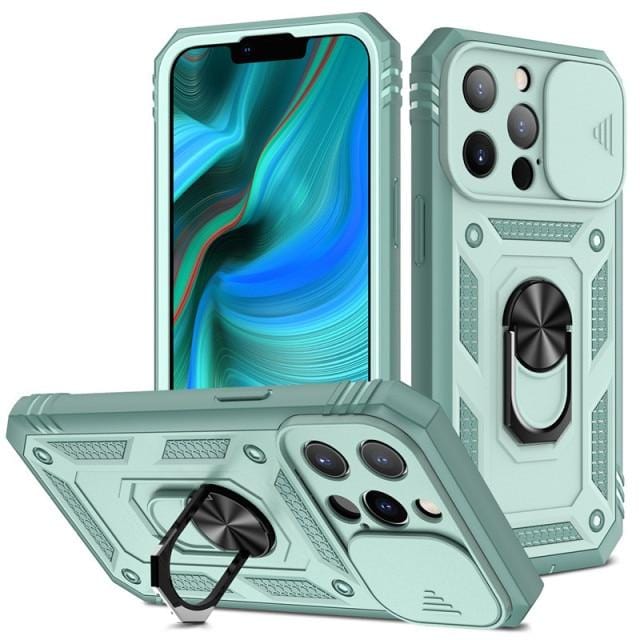 Heavy Duty Magnetic Phone Case With Camera Cover - Green
