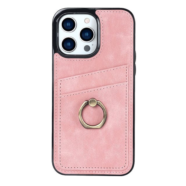 Matte Leather Cardholder Phone Case - Pink