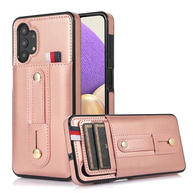Leather Card Holder Case For Samsung Galaxy A - Rose Gold