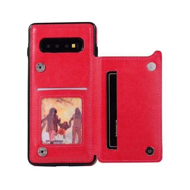 Leather Wallet Case For Samsung Galaxy S - Rose Red