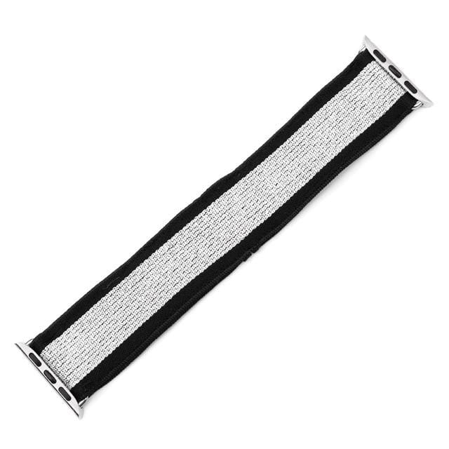 Elasticated Nylon Watch Band - Black Silver