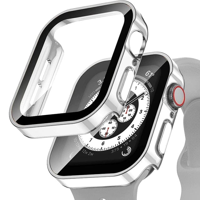 Tempered Glass Scratch Proof Watch Case - Silver White