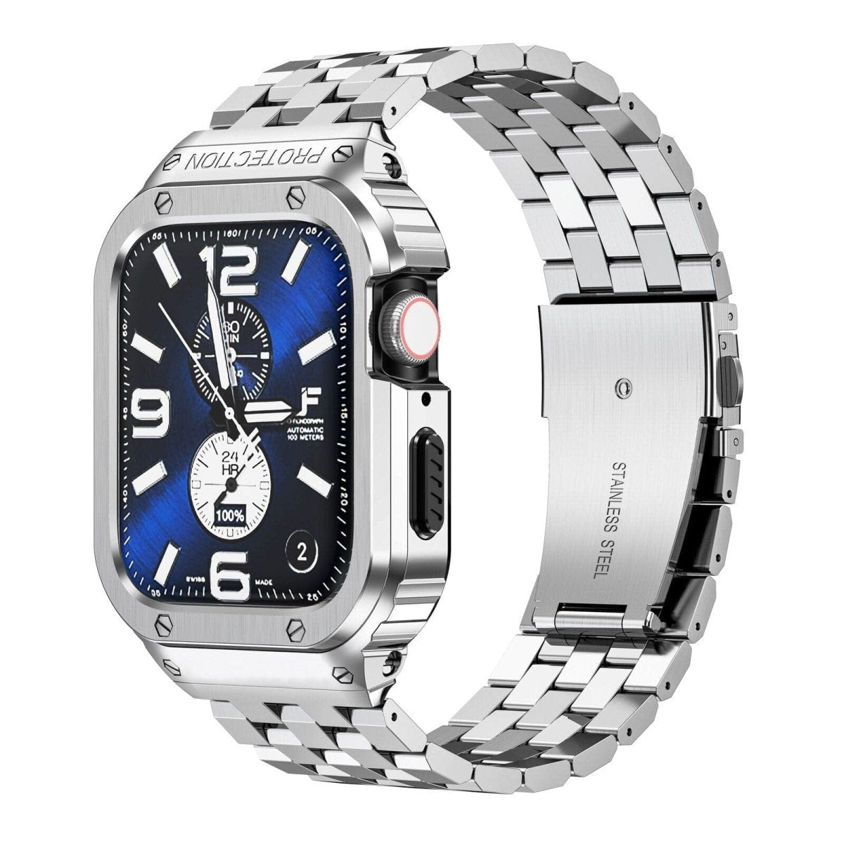 Stainless Steel Bracelet Watch Band With Shockproof Case - Silver