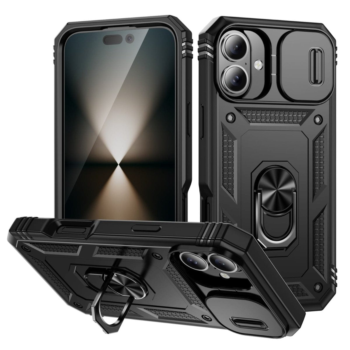 Heavy Duty Magnetic Phone Case With Camera Cover - Black