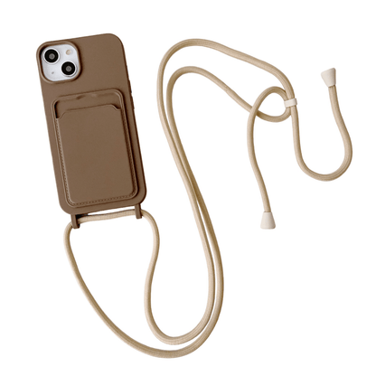 Silicone Crossbody Phone Case - Dark Brown