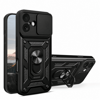 Magnetic Shockproof Phone Case With Camera Cover - Black