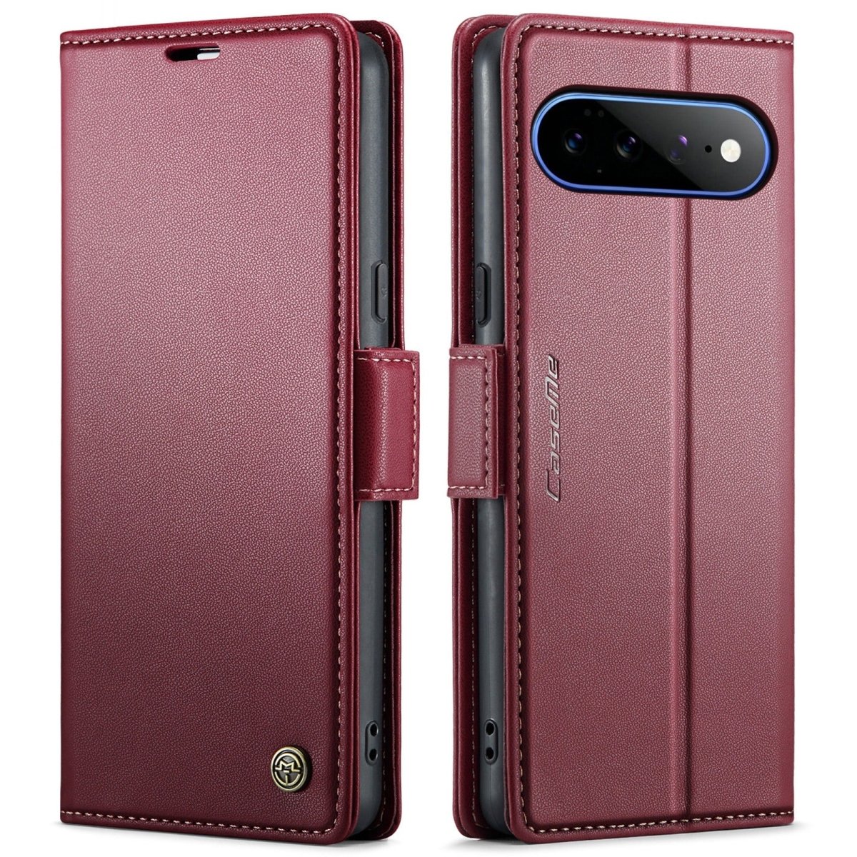 RFID Leather Card Holder Case For Google Pixel - Wine Red