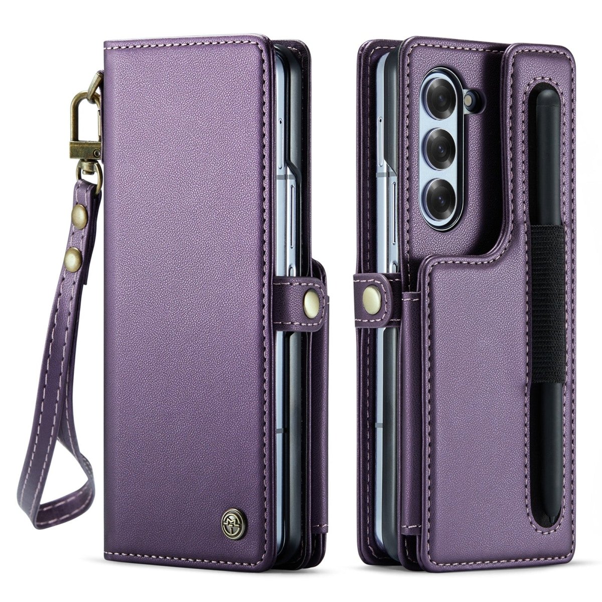 RFID Flip Leather Wallet Case For Samsung Z Fold 6 - Purple
