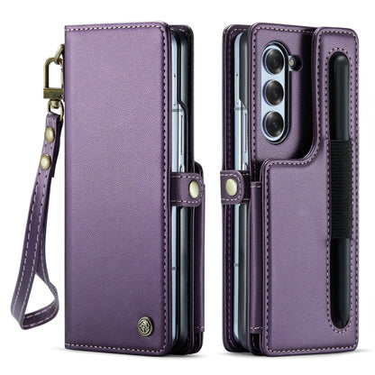 RFID Flip Leather Wallet Case For Samsung Z Fold 6 - Purple