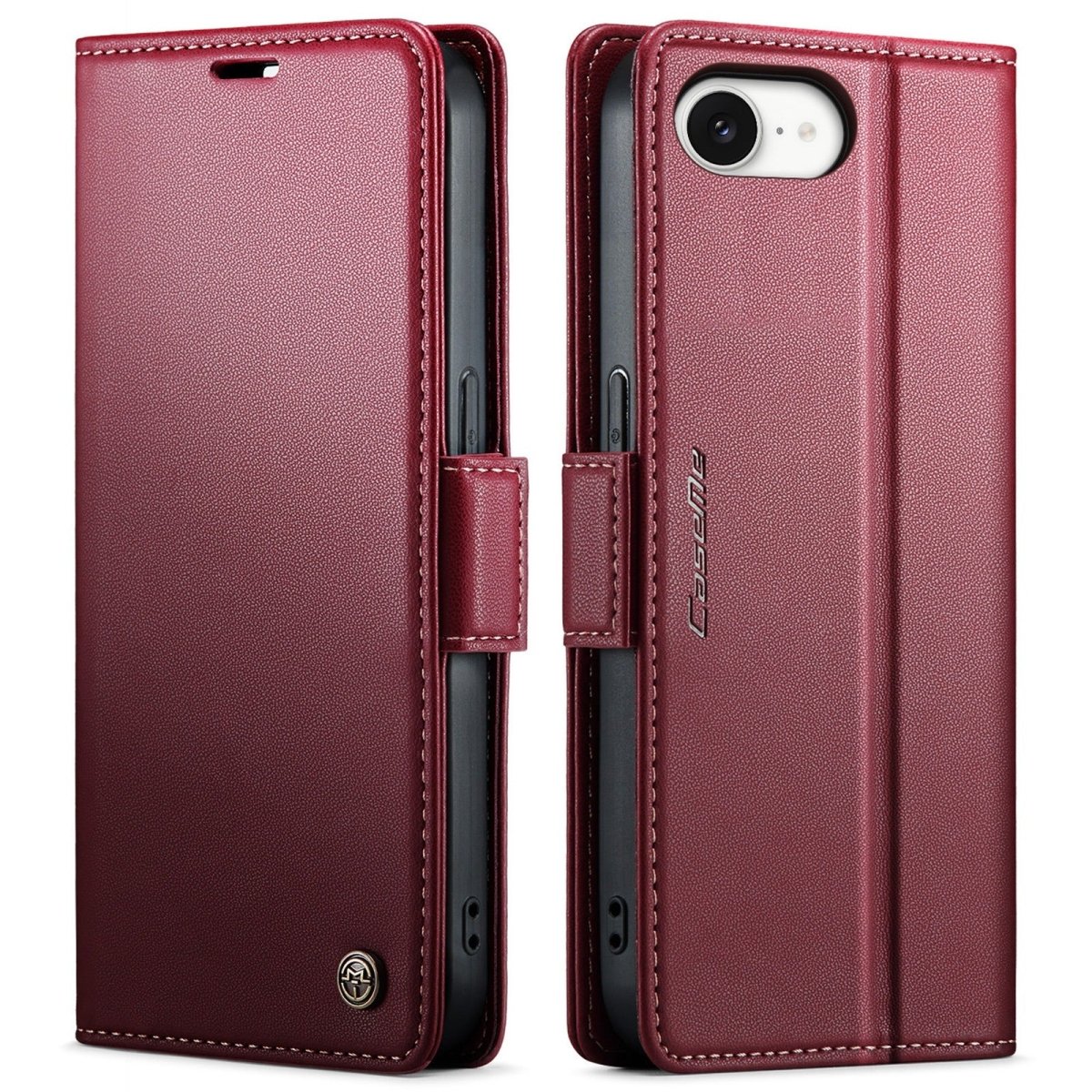 RFID Leather Card Holder Phone Case - Wine Red