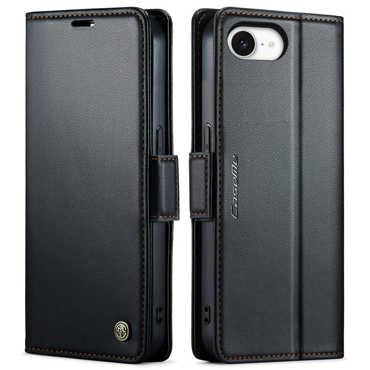 RFID Leather Card Holder Phone Case - Black