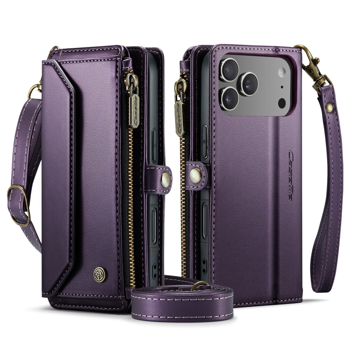 RFID Crossbody Leather Wallet Phone Case - Purple