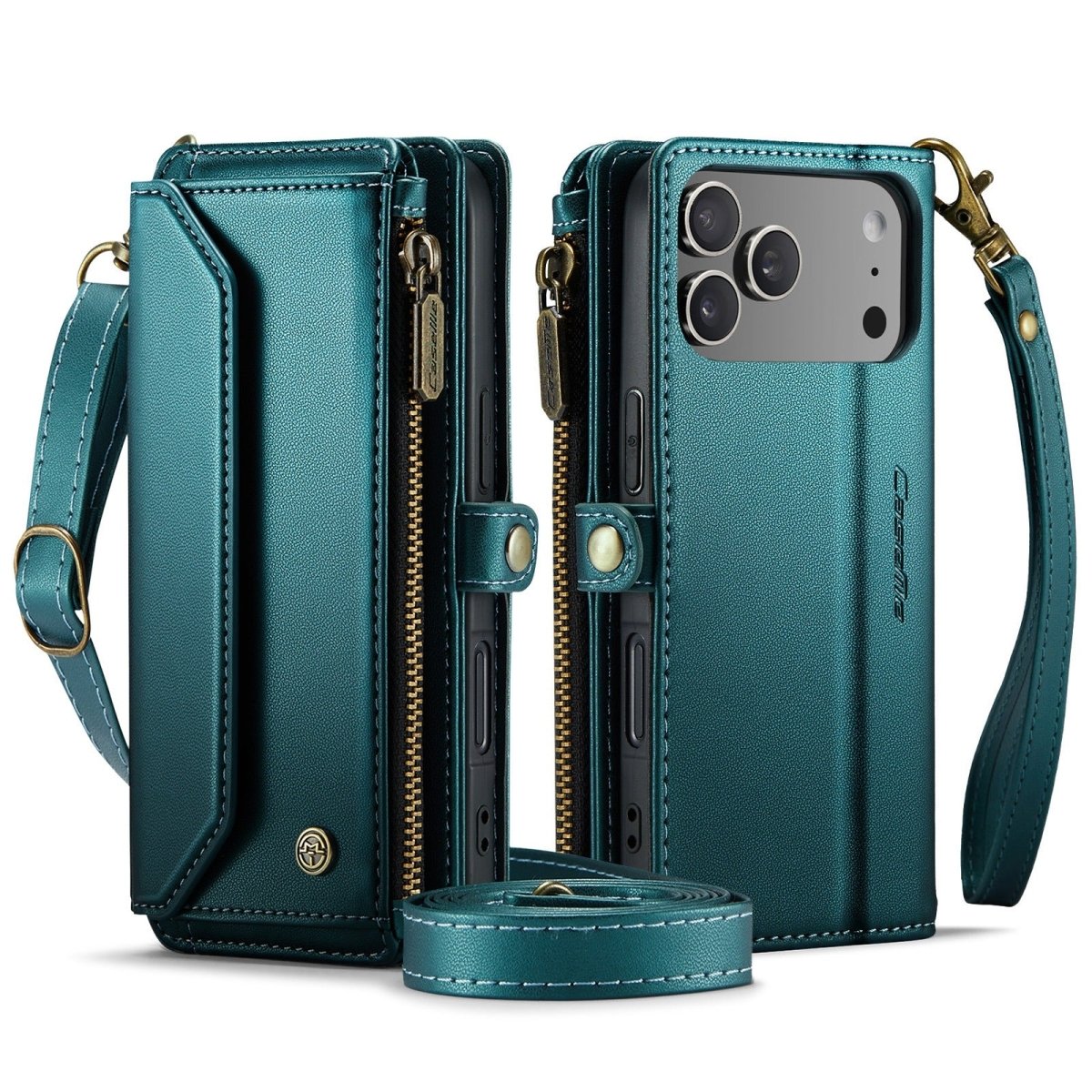 RFID Crossbody Leather Wallet Phone Case - Teal