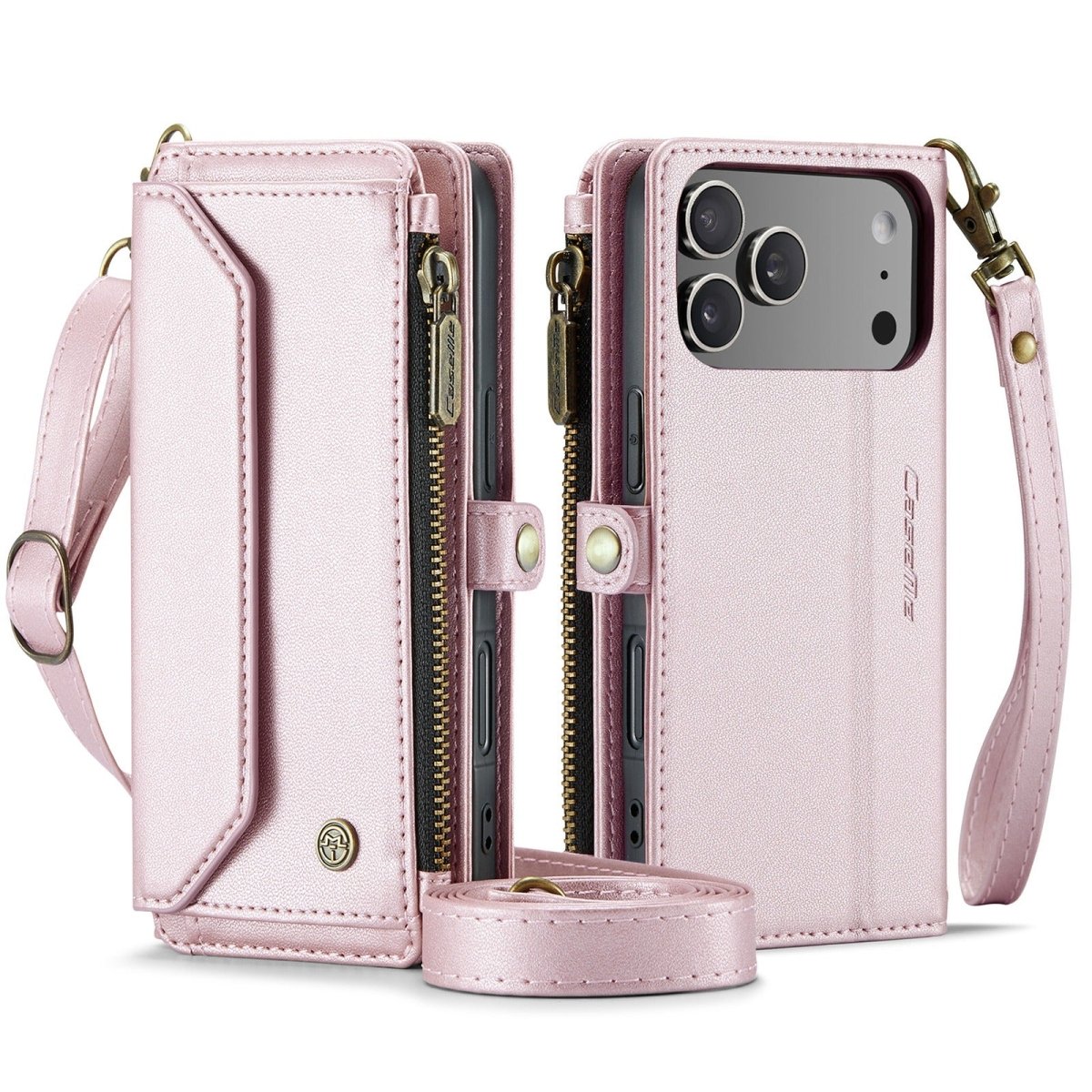 RFID Crossbody Leather Wallet Phone Case - Pink