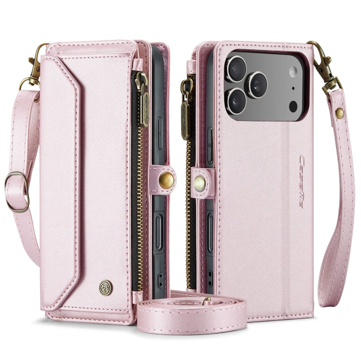 RFID Crossbody Leather Wallet Phone Case - Pink