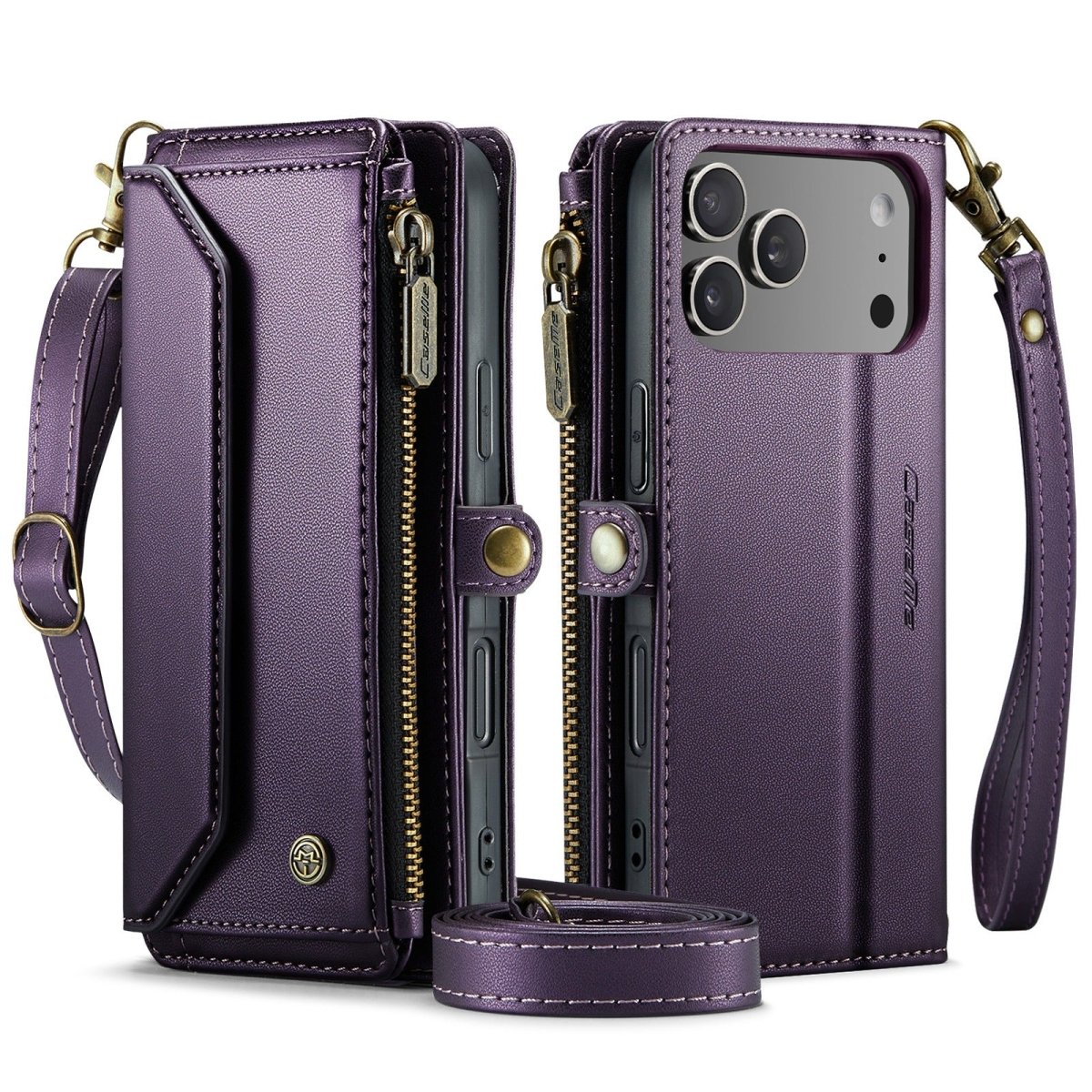 RFID Crossbody Leather Wallet Phone Case - Purple