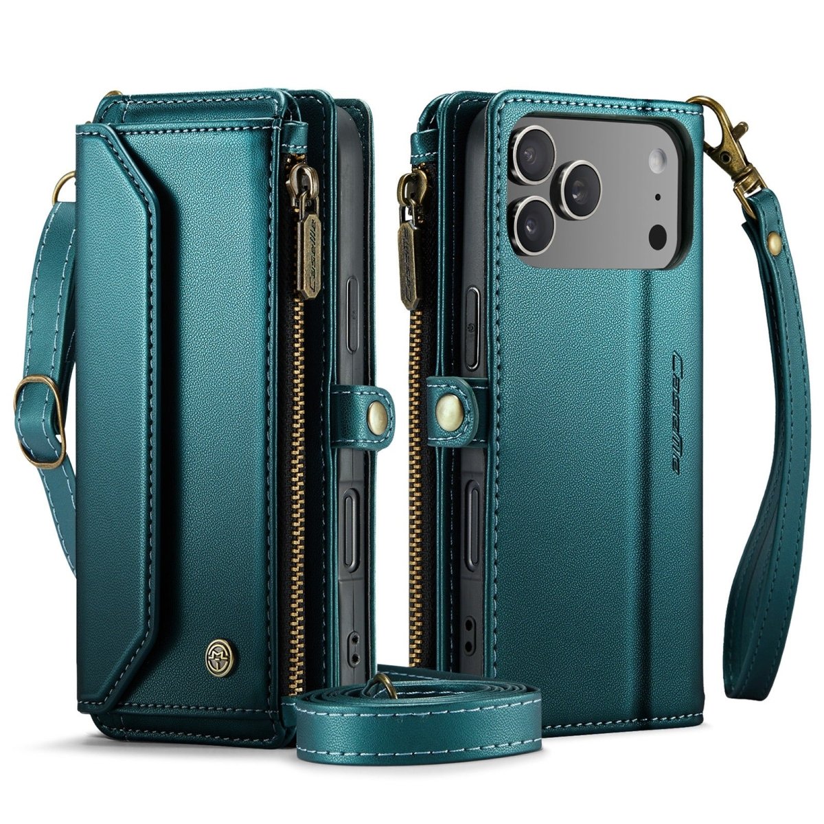 RFID Crossbody Leather Wallet Phone Case - Teal