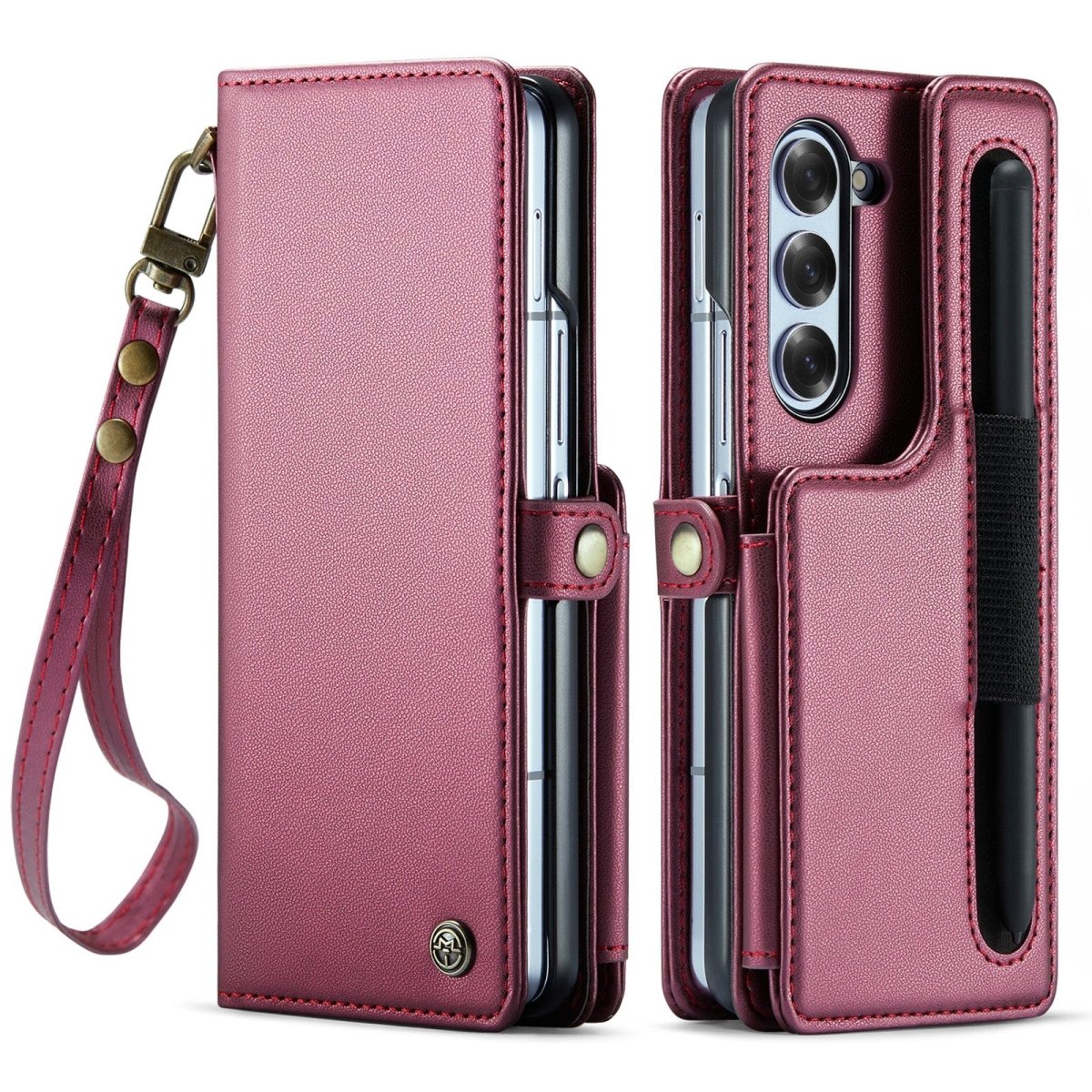 RFID Flip Leather Wallet Case For Samsung Z Fold 6 - Red