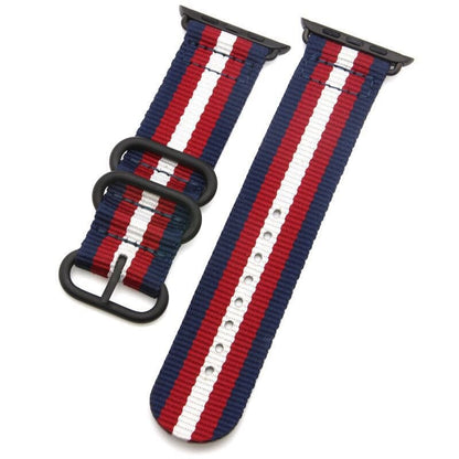 Buckle Nylon Watch Band - Blue Red White
