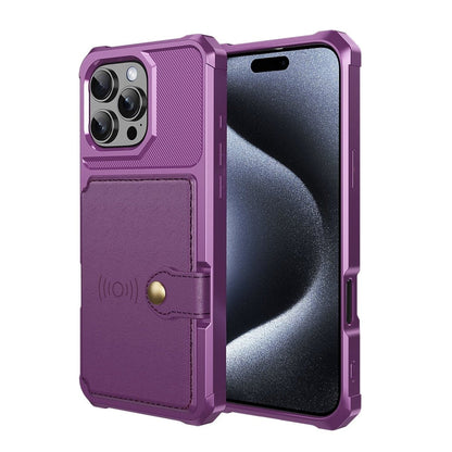 Magnetic Leather Phone Wallet Case - Purple
