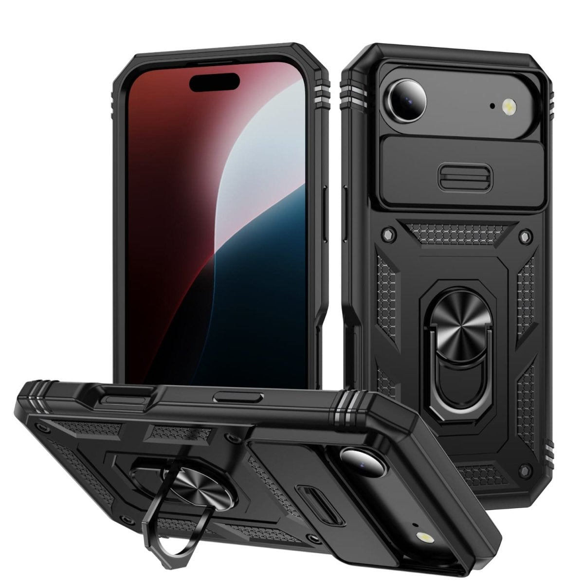 Heavy Duty Magnetic Phone Case With Camera Cover - Black