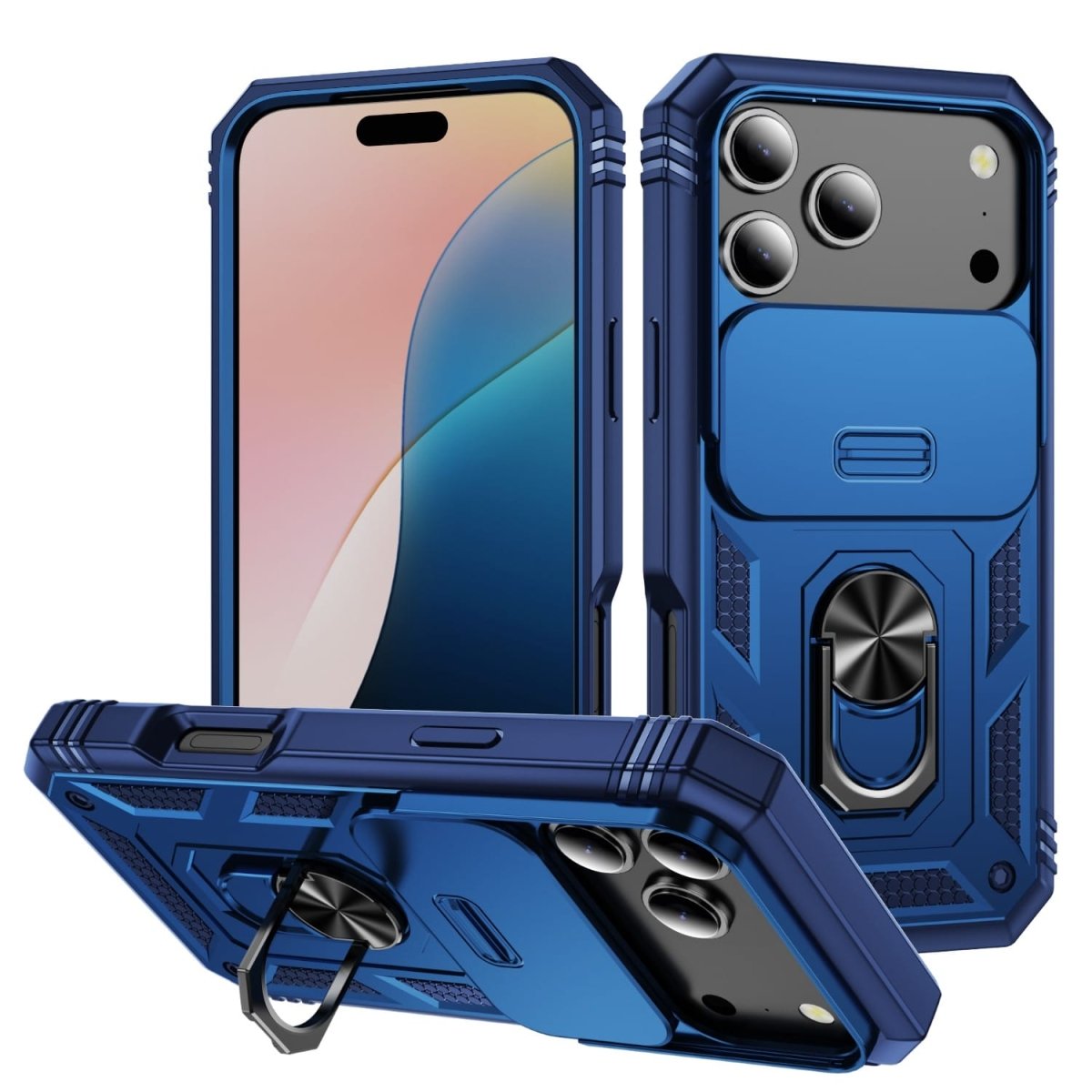 Heavy Duty Magnetic Phone Case With Camera Cover - Blue
