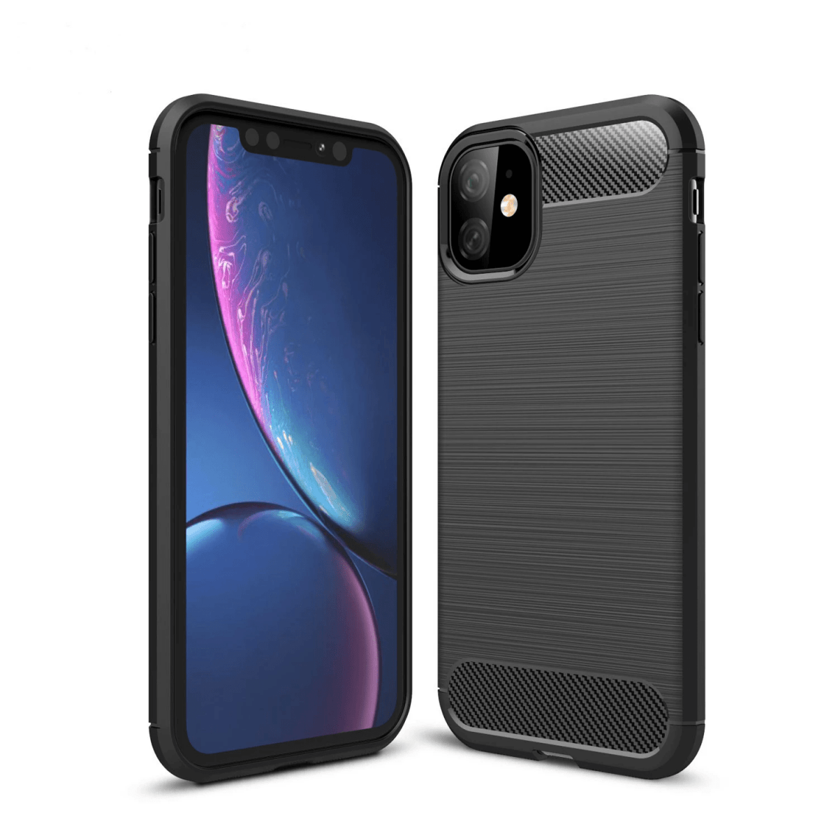 Slim Brushed Carbon Fiber Phone Case - Black