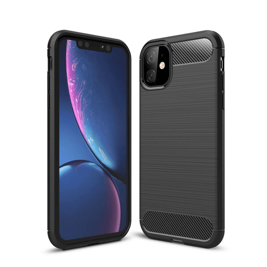 Slim Brushed Carbon Fiber Phone Case - Black