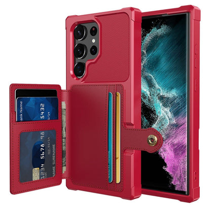 Magnetic Leather Wallet Case For Samsung Galaxy S - Red