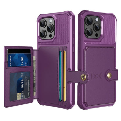 Magnetic Leather Phone Wallet Case - Purple