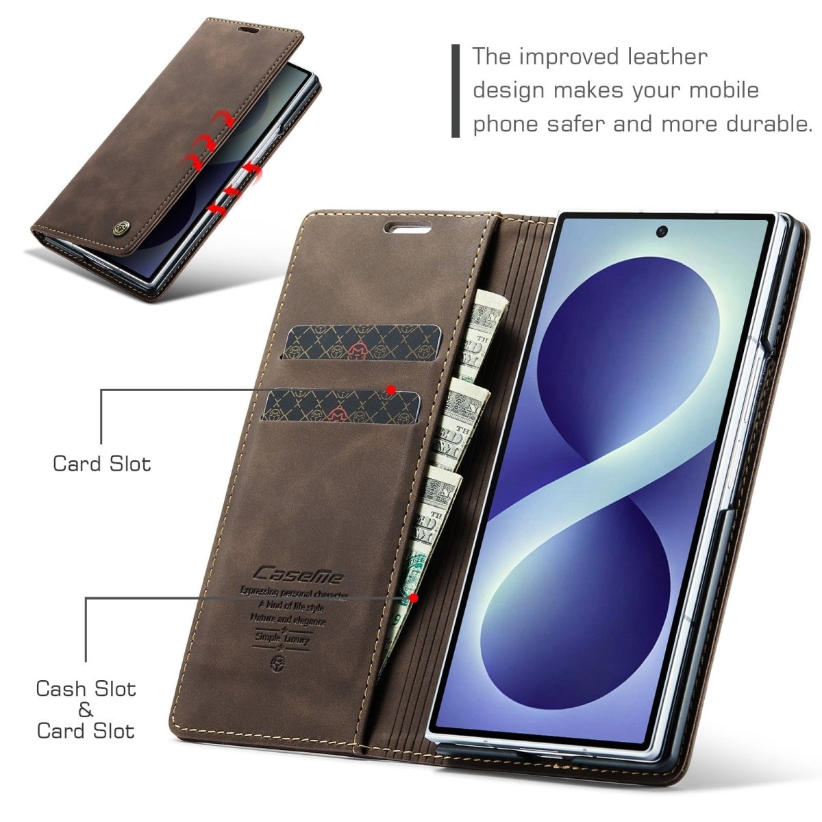 Slim Magnetic Leather Case For Samsung Galaxy