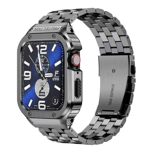 Stainless Steel Bracelet Watch Band With Shockproof Case - Space Gray