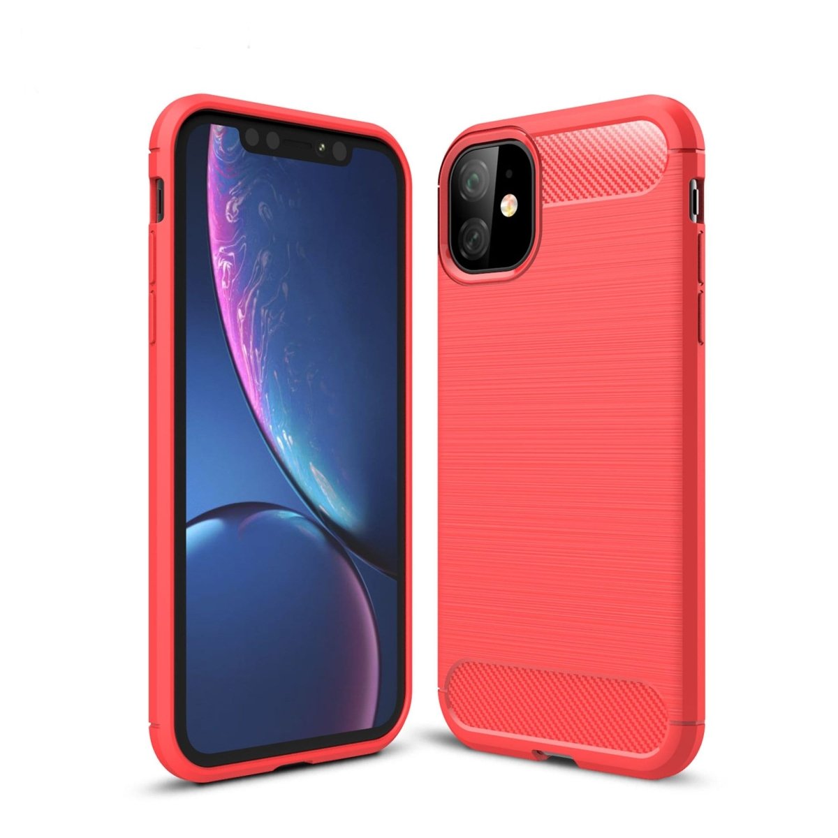 Slim Brushed Carbon Fiber Phone Case - Red