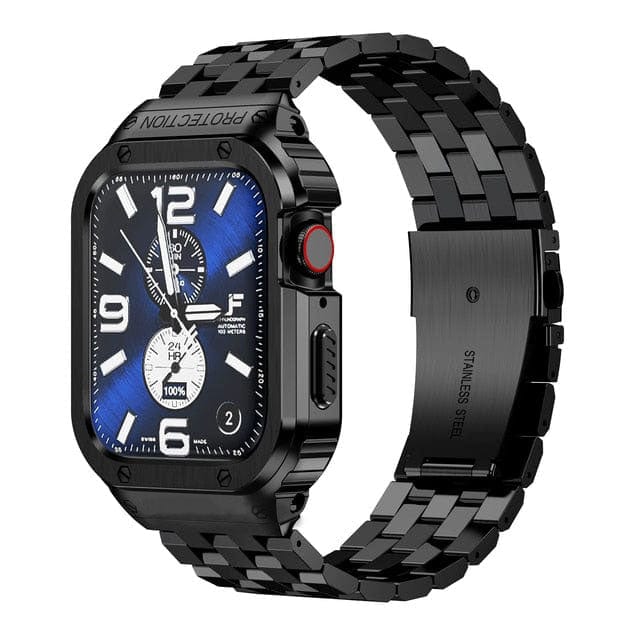 Stainless Steel Bracelet Watch Band With Shockproof Case - Black