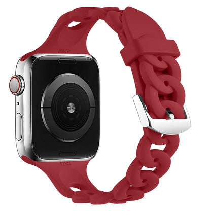 Silicone Chain Watch Band - Wine Red