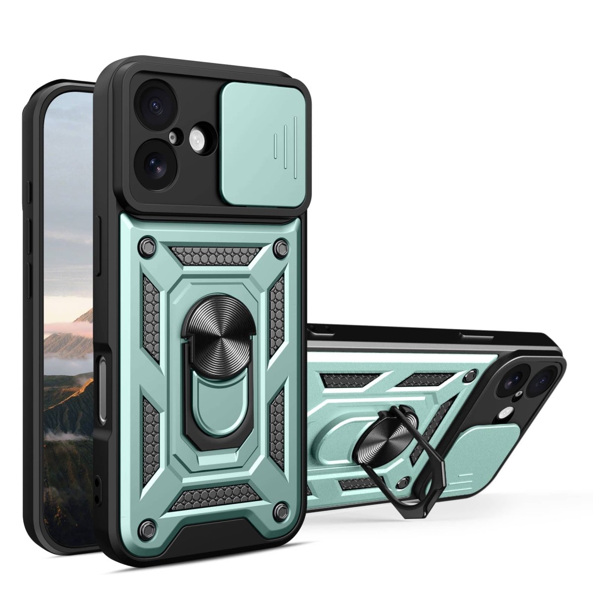Magnetic Shockproof Phone Case With Camera Cover - Midnight Green