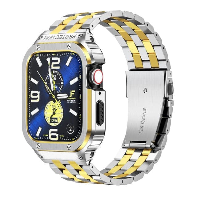 Stainless Steel Bracelet Watch Band With Shockproof Case - Silver Gold