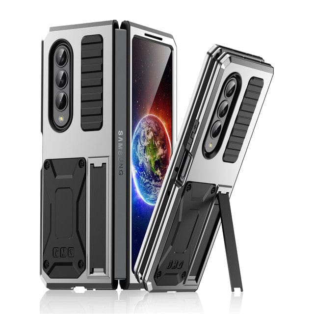Heavy Duty Case with Kickstand For Samsung Z Fold 4 (5G) - Silver