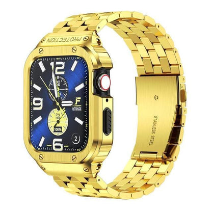Stainless Steel Bracelet Watch Band With Shockproof Case - Gold