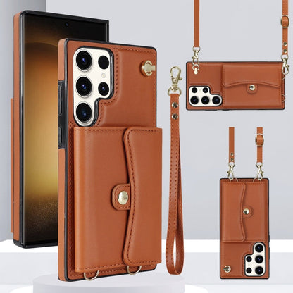Cardholder Leather Case With Lanyard for Samsung S Series