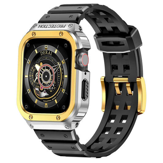 Sports Watch Band With Shockproof Case - Silver Gold
